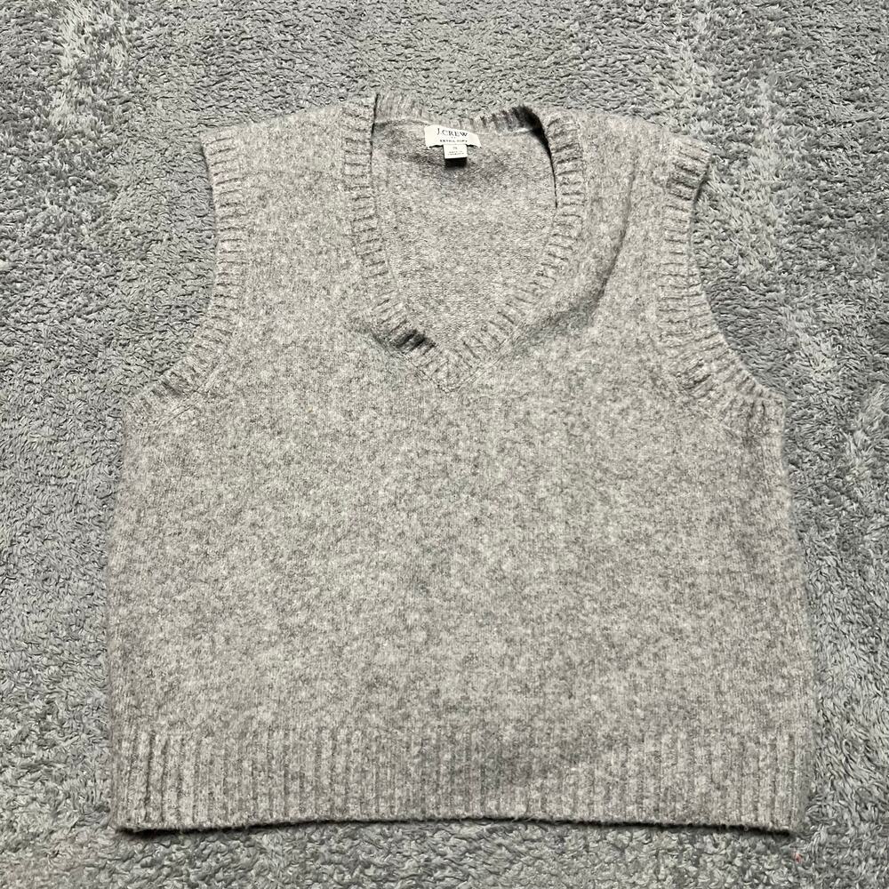 J.Crew Extra Soft Gray Sweater Vest Womens Small V Neck Sleeveless